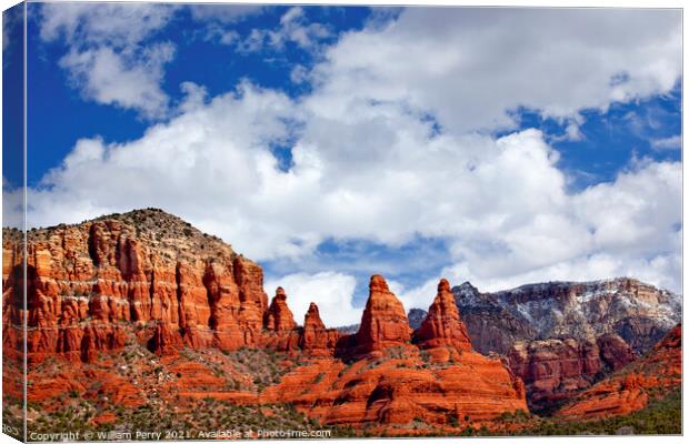 Madonna Nuns Orange Red Rock Canyon Big Blue Cloudy Sky Sedona A Canvas Print by William Perry