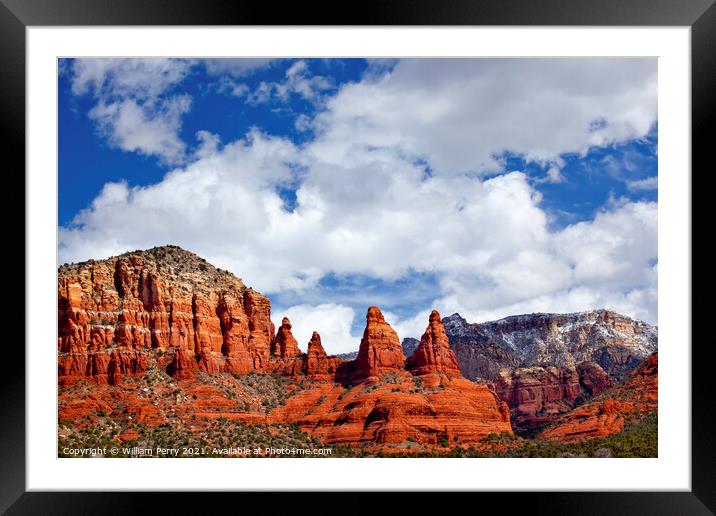 Madonna Nuns Orange Red Rock Canyon Big Blue Cloudy Sky Sedona A Framed Mounted Print by William Perry