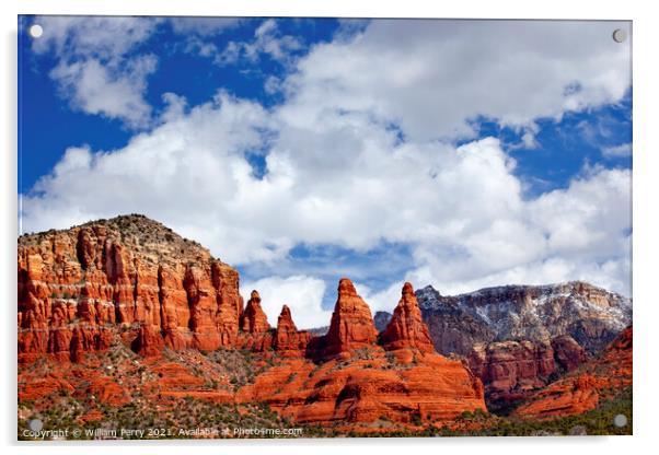 Madonna Nuns Orange Red Rock Canyon Big Blue Cloudy Sky Sedona A Acrylic by William Perry