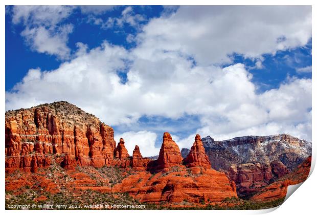 Madonna Nuns Orange Red Rock Canyon Big Blue Cloudy Sky Sedona A Print by William Perry