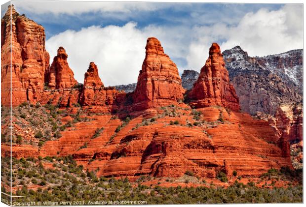 Madonna and Nuns Orange Red Rock Canyon Sedona Arizona Canvas Print by William Perry