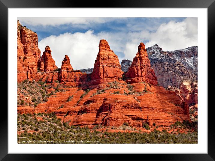 Madonna and Nuns Orange Red Rock Canyon Sedona Arizona Framed Mounted Print by William Perry