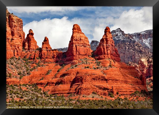 Madonna and Nuns Orange Red Rock Canyon Sedona Arizona Framed Print by William Perry