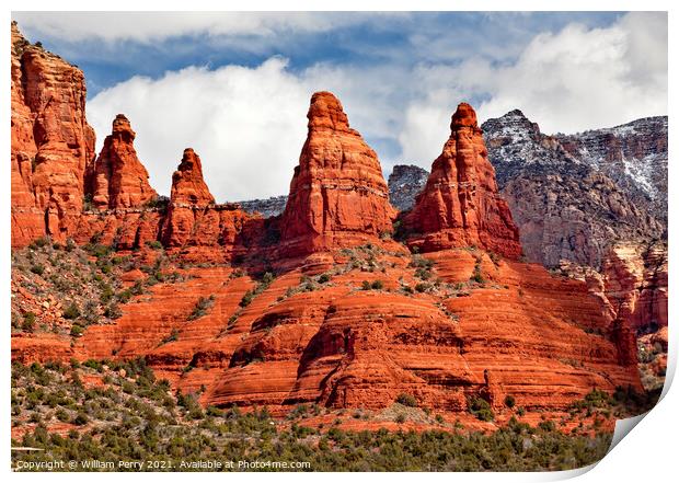 Madonna and Nuns Orange Red Rock Canyon Sedona Arizona Print by William Perry