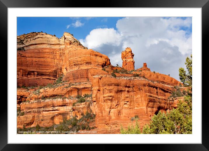 Clouds Blue Sky Over Boynton Red Rock Canyon Sedona Arizona Framed Mounted Print by William Perry