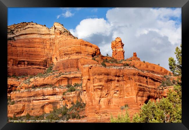 Clouds Blue Sky Over Boynton Red Rock Canyon Sedona Arizona Framed Print by William Perry