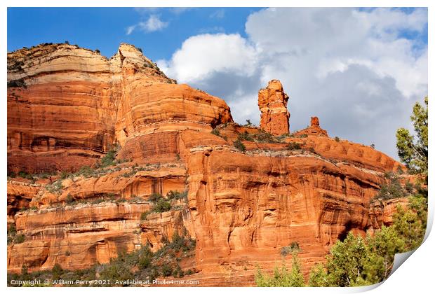 Clouds Blue Sky Over Boynton Red Rock Canyon Sedona Arizona Print by William Perry