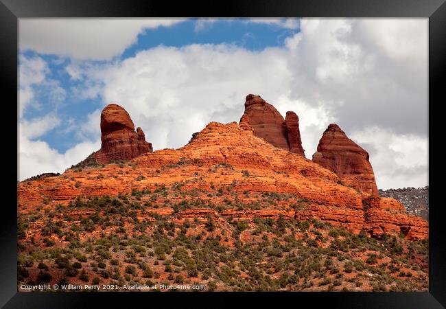 Snoopy Rock Butte Orange Red Rock Canyon Sedona Arizona Framed Print by William Perry
