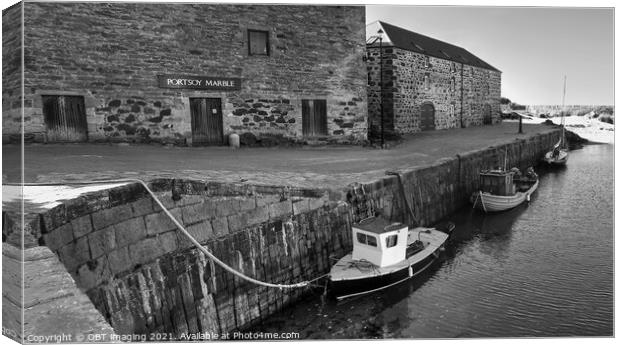 Portsoy Village 17th Century Harbour Stonework Masterclass  Canvas Print by OBT imaging