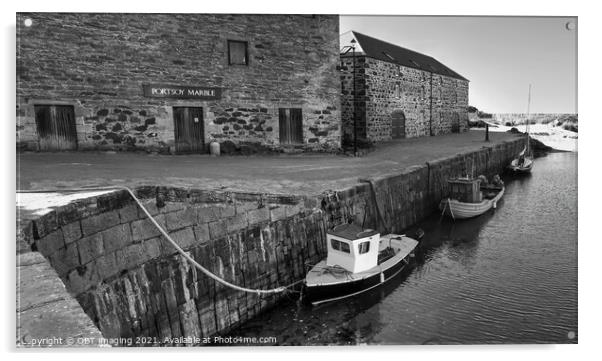 Portsoy Village 17th Century Harbour Stonework Masterclass  Acrylic by OBT imaging