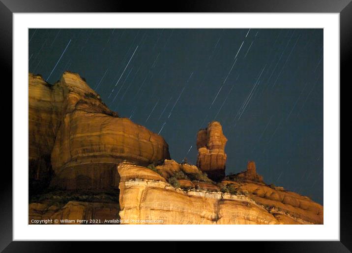 Boynton Red Rock Canyon Star Trails Sedona Arizona Framed Mounted Print by William Perry