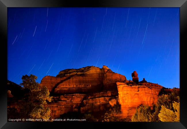 Boynton Red Rock Canyon Star Trials Night Sedona Arizona Framed Print by William Perry