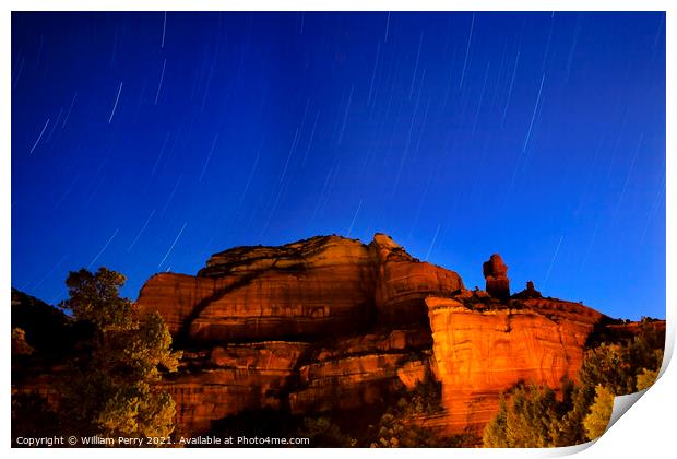 Boynton Red Rock Canyon Star Trials Night Sedona Arizona Print by William Perry