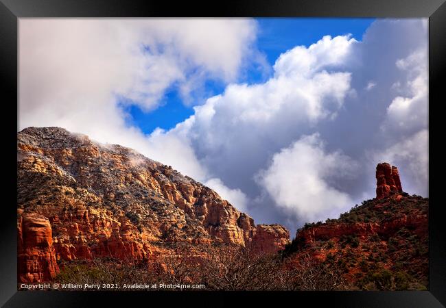Clouds Blue Sky Over Boynton Red Rock Canyon Sedona Arizona Framed Print by William Perry