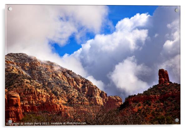 Clouds Blue Sky Over Boynton Red Rock Canyon Sedona Arizona Acrylic by William Perry
