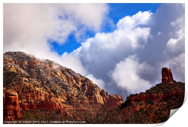 Clouds Blue Sky Over Boynton Red Rock Canyon Sedona Arizona Print by William Perry