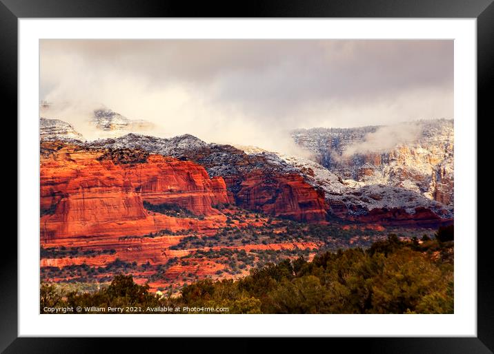 Boynton Red White Rock Canyon Snow Clouds Sedona Arizona Framed Mounted Print by William Perry