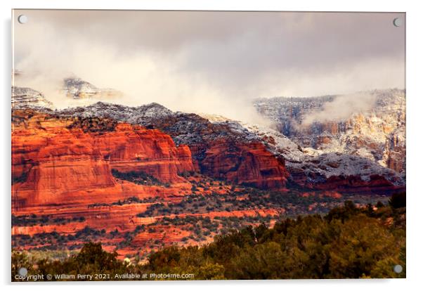 Boynton Red White Rock Canyon Snow Clouds Sedona Arizona Acrylic by William Perry