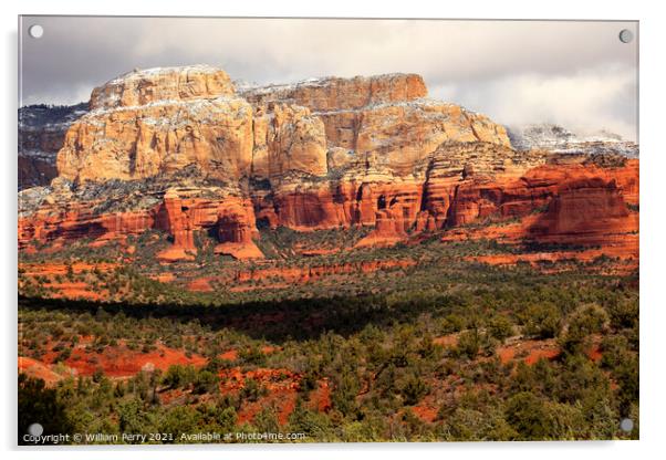 Boynton Red White Rock Canyon Snow Clouds Sedona Arizona Acrylic by William Perry