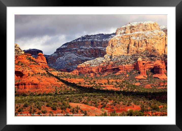 Boynton Red White Rock Canyon Snow Clouds Sedona Arizona Framed Mounted Print by William Perry