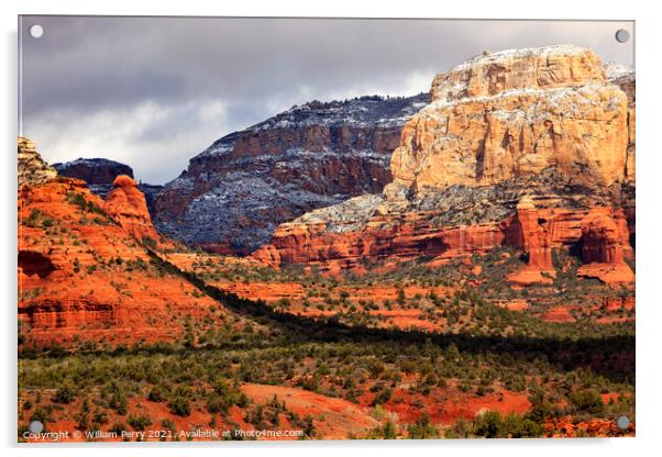 Boynton Red White Rock Canyon Snow Clouds Sedona Arizona Acrylic by William Perry