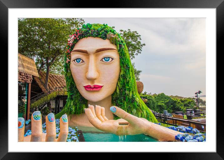 A Mermaid Sculpture in Thailand Framed Mounted Print by Wilfried Strang