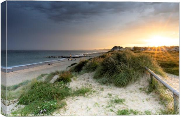 Sunset over Southbourne Beach Canvas Print by Anthony Hart