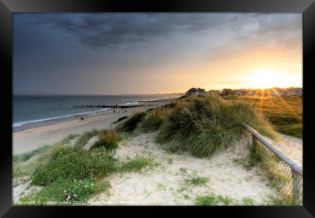 Sunset over Southbourne Beach Framed Print by Anthony Hart