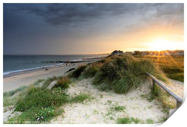 Sunset over Southbourne Beach Print by Anthony Hart