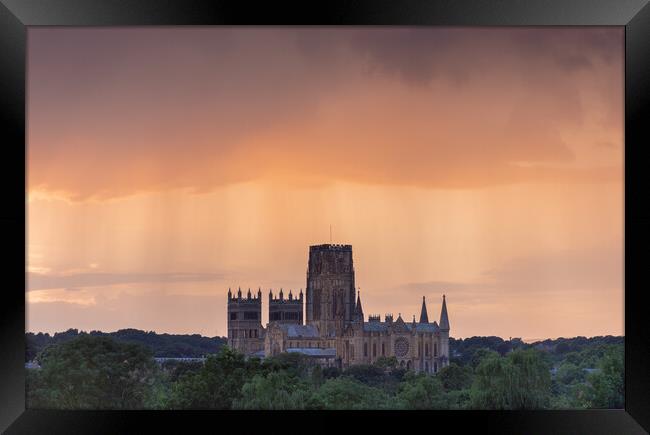 Durham Cathedral in the rain Framed Print by Kevin Winter