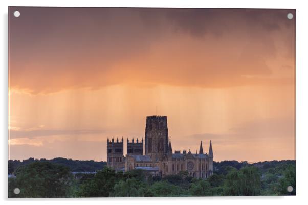 Durham Cathedral in the rain Acrylic by Kevin Winter