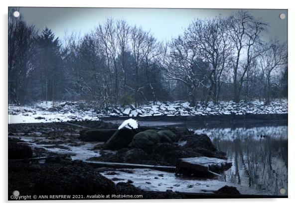 A winters scene Acrylic by ANN RENFREW