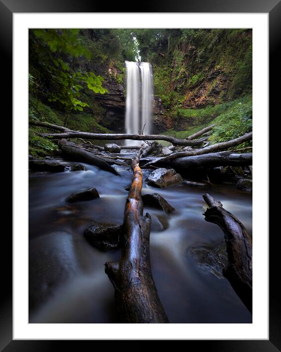 Fallen trees at Henrhyd waterfall Framed Mounted Print by Leighton Collins