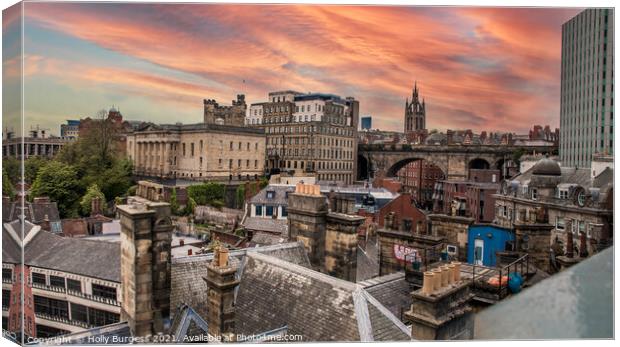 Newcastle city roof tops at sunsetting  Canvas Print by Holly Burgess