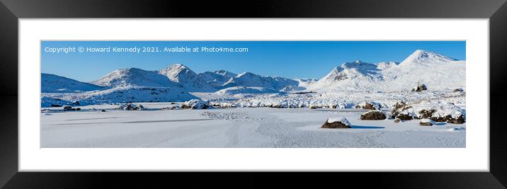 Black Mount and Rannoch Moor from Loch Ba panorami Framed Mounted Print by Howard Kennedy