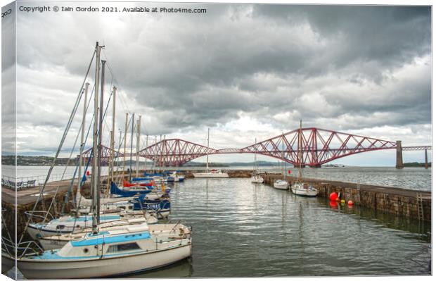 South Queensferry Harbour and Forth Rail Bridge View - Scotland Canvas Print by Iain Gordon