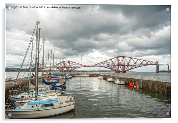 South Queensferry Harbour and Forth Rail Bridge View - Scotland Acrylic by Iain Gordon