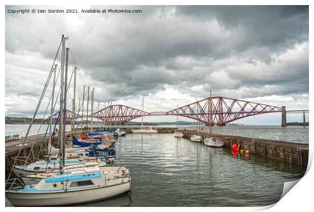South Queensferry Harbour and Forth Rail Bridge View - Scotland Print by Iain Gordon
