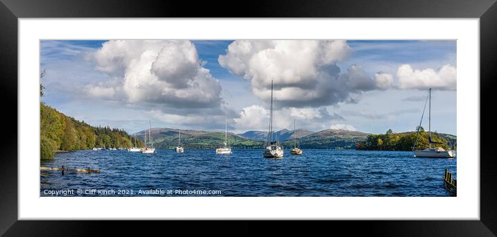 Yachts on Lake Windermere Framed Mounted Print by Cliff Kinch