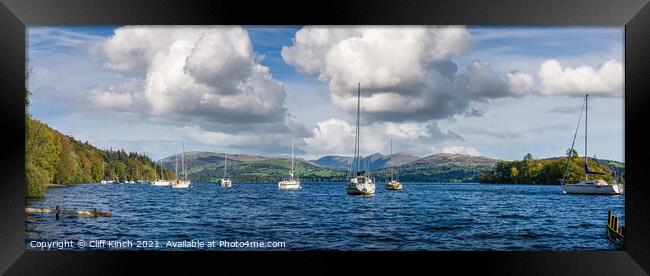 Yachts on Lake Windermere Framed Print by Cliff Kinch