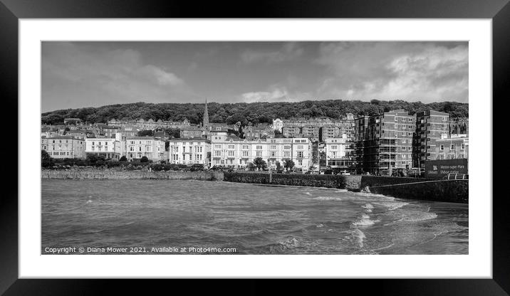  Weston-super-Mare in Black and white Framed Mounted Print by Diana Mower