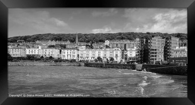  Weston-super-Mare in Black and white Framed Print by Diana Mower