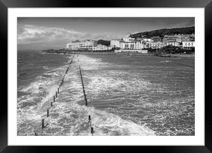 Weston Super Mare Stormy Seas Framed Mounted Print by Diana Mower
