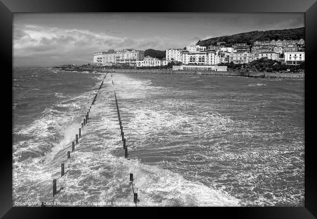 Weston Super Mare Stormy Seas Framed Print by Diana Mower