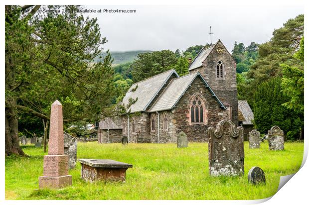 St Partricks  Church, Patterdale,the Lake District Print by Jo Sowden