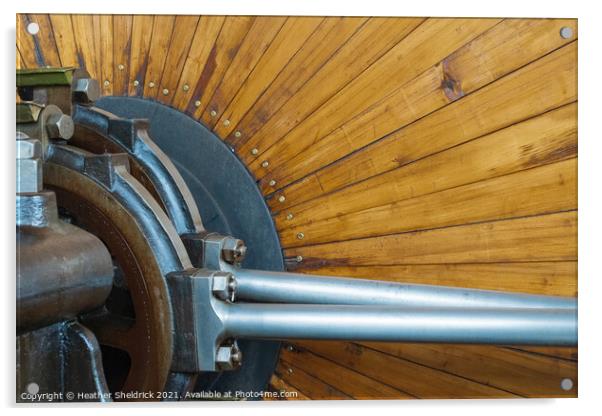 Bancroft Mill Flywheel Close-up Acrylic by Heather Sheldrick