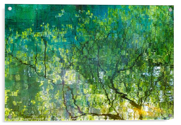Reflection of tree branches in water Acrylic by Laurent Renault