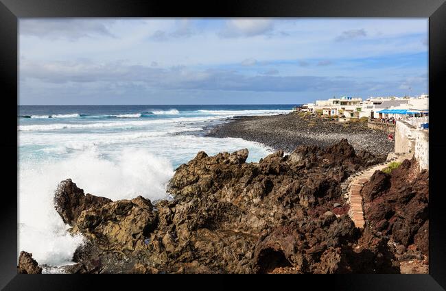 El Golfo Lanzarote Volcanic Coast Framed Print by Pearl Bucknall