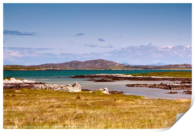 South Uist Ruins by a Loch, Outer Hebrides Print by Kasia Design