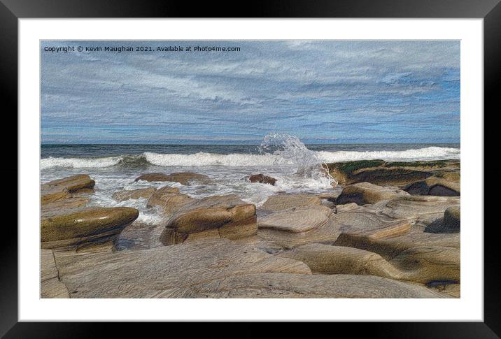 Waves Crash In Framed Mounted Print by Kevin Maughan